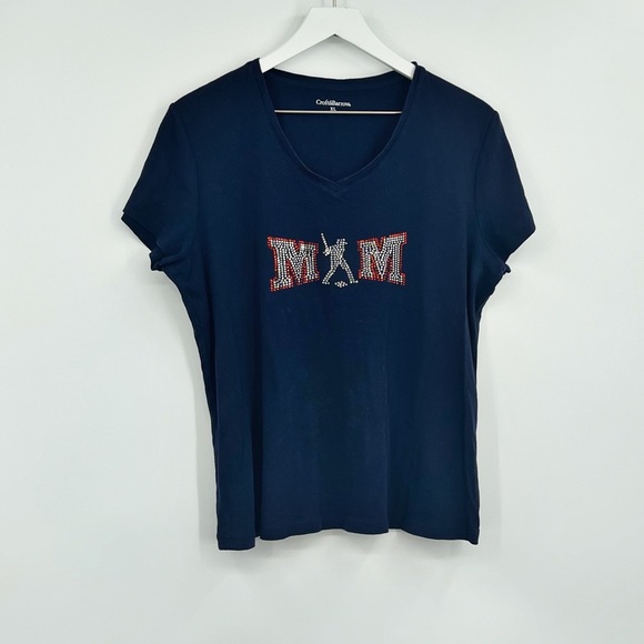 Baseball Mom Short Sleeve Shirt Size XL Rhinestone - Picture 5 of 6